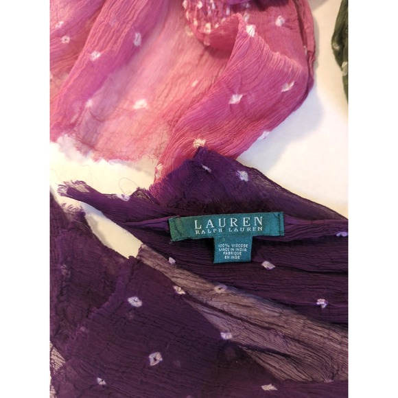 Vintage Lauren Ralph Lauren Large Scarf Shawl Wrap Viscose Purple Pink Bohemian - Picture 6 of 8